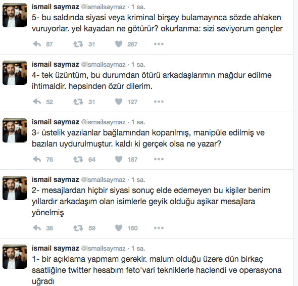 Twitter hesabı hacklenmişti! İsmail Saymaz o mesajlar için ne dedi? - Resim : 1