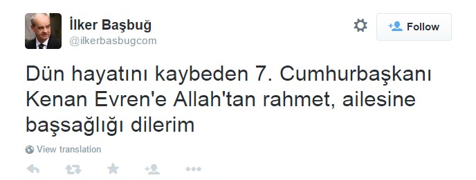 İlker Başbuğ'dan  Kenan Evren tweet'i - Resim : 1