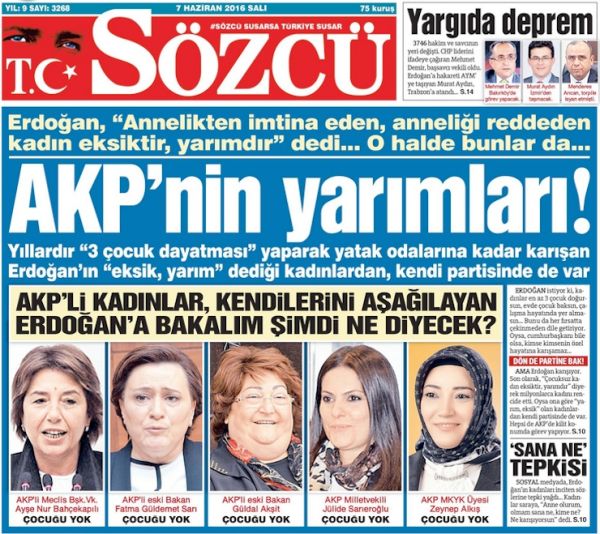 Sözcü Erdoğan'a 'misilleme' yaptı, 'yarım kadın AKP'li' listesi yayımladı! - Resim : 1